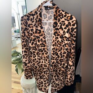 Ashley Stewart Tan and Black Leopard Blazer